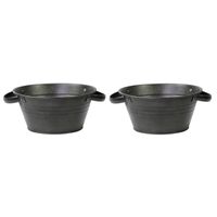 Teil bloempot/plantenpot - 2x - zink - zwart - D23 x H11 cm