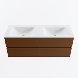 MONDIAZ VICA 130cm badmeubel onderkast Rust 4 lades. Wastafel CLOUD dubbel 2 kraangaten, kleur Talc.