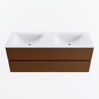 MONDIAZ VICA 130cm badmeubel onderkast Rust 4 lades. Wastafel CLOUD dubbel 2 kraangaten, kleur Talc.