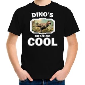 T-shirt dinosaurs are serious cool zwart kinderen - dinosaurussen/ stoere t-rex dinosaurus shirt
