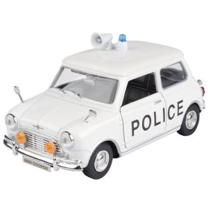 Modelauto Mini Cooper politie auto wit schaal 1:18/17 x 8 x 8 cm