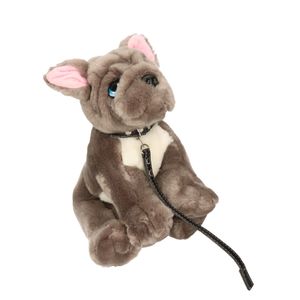 Keel Toys pluche hond grijs/witte Franse Bulldog met riem knuffel 30cm   -