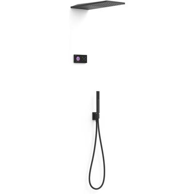 Regendouche set electronisch Tres Shower technology | Inbouw | Thermostaatkraan | 2-weg | Vierkant | Zwart mat