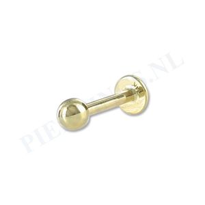 Labret 1.6 mm goud 14 karaat bal 3 mm