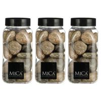 Mica Decorations decoratie stenen - 3x - 650ml - groot - beige mix - hobby steentjes