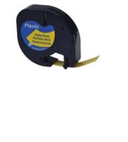 Huismerk Label Tape voor Dymo 91202 | 12 mm x 4 m | S0721620 - Zwart op Geel - 1 stuk