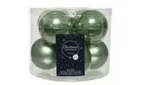 Decoris kerstballen glas 8st saliegroen 7cm