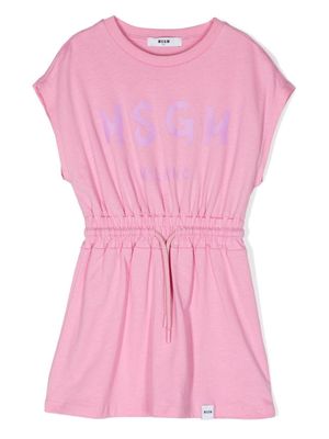 MSGM Kids robe sans manches à logo imprimé - Rose