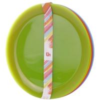 Kunststof kinder borden - 24x stuks - D21 cm - Campingservies / picknickservies - multi kleuren