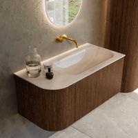 Badmeubel Mondiaz Kurve-Dlux | 95 cm | Meubelkleur Walnut | Wastafelkleur Meli | Solid surface | Wasbak rechter zijde spoelbak | Zonder kraangat(en) Badmeubel Mondiaz Kurve-Dlux | 95 cm | Meubelkleur Walnut | Wastafelkleur Meli | Solid surface | Wasbak rechter zijde spoelbak | Zonder kraangat(en)