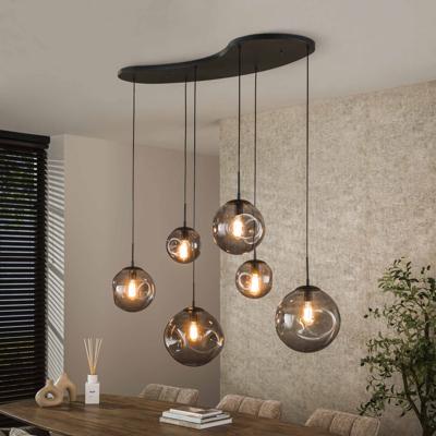 LifestyleFurn Hanglamp 'Noriko' 6-lamps, Artic Black finish