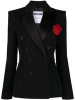 Moschino blazer en laine à appliques fleurs - Noir