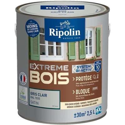 RIPOLIN houtverf voor binnen en buiten - lichtgrijs Ral 7035 satijn, 2,5 l