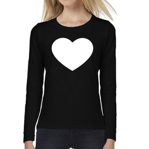 Hart t-shirt long sleeve zwart voor dames