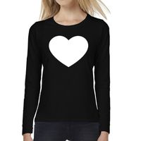 Hart t-shirt long sleeve zwart voor dames - thumbnail