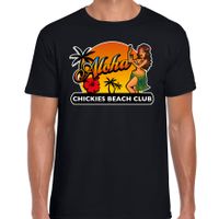 Hawaii feest t-shirt / shirt Aloha chickies beach club zwart voor heren