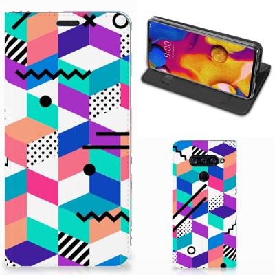 LG V40 Thinq Stand Case Blokken Kleurrijk