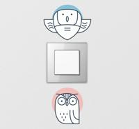 Vogel en uil stopcontact sticker
