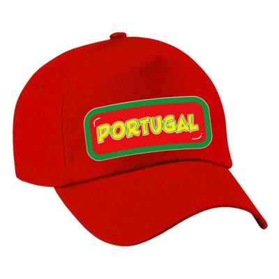 Verkleed feest pet - rood - Portugal - landen thema - zonneklep pet - volwassenen