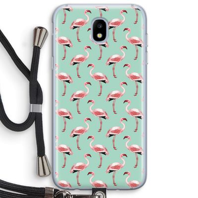 Flamingoprint groen: Samsung Galaxy J5 (2017) Transparant Hoesje met koord