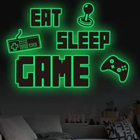 Muursticker - Eet Slaap Spel / Gaming-controller / Gloed in het donker - thumbnail