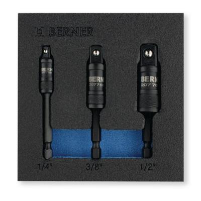 Berner bitadapterset 1/4" bit naar dop 1/4", 3/8", 1/2"
