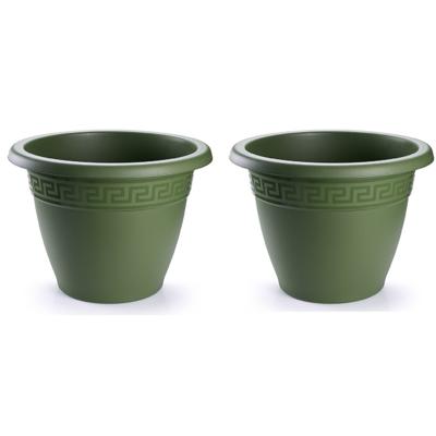 PlasticForte Plantenpot - 2x stuks - donkergroen - 50x40 cm - bloempot - kunststof - rond PlasticForte Plantenpot - 2x stuks - donkergroen - 50x40 cm - bloempot - kunststof - rond