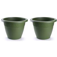 PlasticForte Plantenpot - 2x stuks - donkergroen - 50x40 cm - bloempot - kunststof - rond