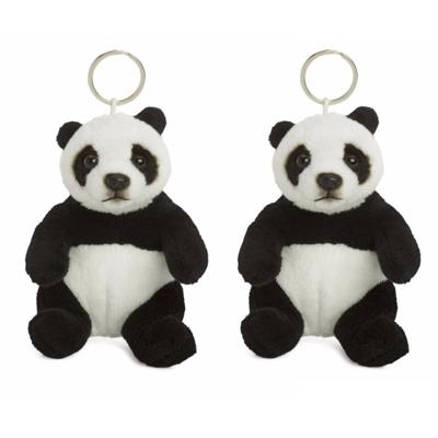 WNF pluche pandabeer sleutelhanger - Set van 2x stuks - 10 cm - Pluche dieren cadeau - knuffels