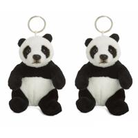 WNF pluche pandabeer sleutelhanger - Set van 2x stuks - 10 cm - Pluche dieren cadeau - knuffels