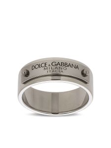 Dolce & Gabbana bague à plaque logo - Argent