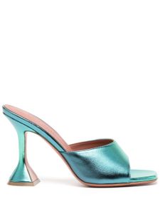 Amina Muaddi mules Lupita 110 mm en cuir à effet métallisé - Bleu