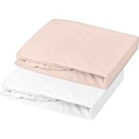 Domiva Set van 2 hoeslakens - 70 x 140 cm - Jersey - Wit/Nude