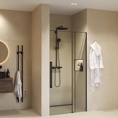Nisdeur Sanivo Sena Met Vast Paneel Helder Glas 90x200 cm Met Montageset Mat Zwart