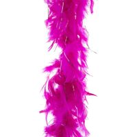 Carnaval verkleed veren Boa kleur fuchsia roze met zilver 2 meter   -