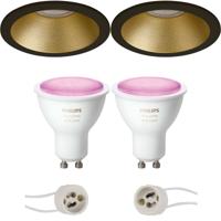 Philips Hue LED Inbouwspot Rond Ø82mm - Mat Zwart/Goud - Bluetooth