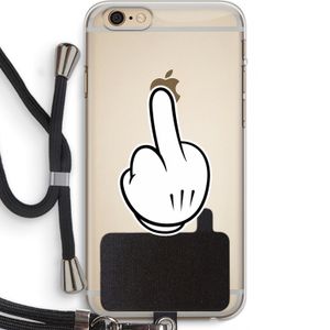 Middle finger white: iPhone 6 PLUS / 6S PLUS Transparant Hoesje met koord
