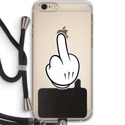 Middle finger white: iPhone 6 PLUS / 6S PLUS Transparant Hoesje met koord