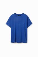 Effen T-shirt met borduursel - BLUE - S - thumbnail