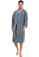 Grijze fleece heren kimono met strepen-XXXL-58