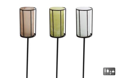 Tuinsteker Jurrien zwart/kleur a3 metaal/glas 6x6x97cm