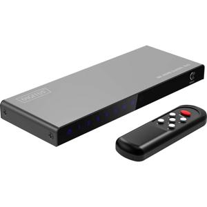 Digitus DS-55334 HDMI-switch 1 + 5 poorten LED-weergave, Met afstandsbediening, Ultra HD-geschikt, Met metalen behuizing, Individueel schakelbaar, Met