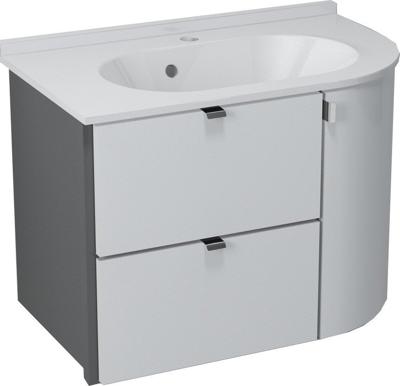Gebogen Wastafelmeubel Sapho Pulse Links 75x52x45 cm Wit