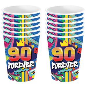 Foute 90s party feestbekertjes - 48x - karton - 240 ml - Jaren 90 thema feestversiering