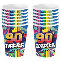 Foute 90s party feestbekertjes - 48x - karton - 240 ml - Jaren 90 thema feestversiering