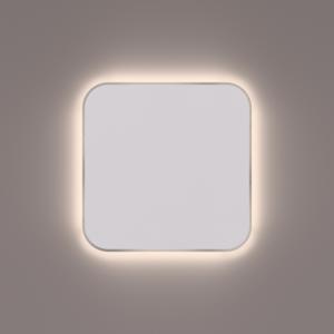 Toiletspiegel Hipp Design SPM T06 Rechthoek 35x35 cm Met Afgeronde Hoeken En Verlichting Geborsteld RVS