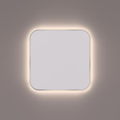 Toiletspiegel Hipp Design SPM T06 Rechthoek 35x35 cm Met Afgeronde Hoeken En Verlichting Geborsteld RVS