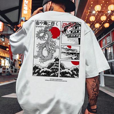 Bon&Bon Men's Dragon Graphic T-Shirt | Loose Fit Cotton Tee White / S