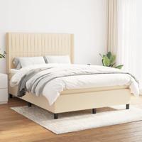 Boxspring met matras stof crèmekleurig 140x200 cm