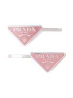 Prada lot de deux barrettes à logo triangle - Rose